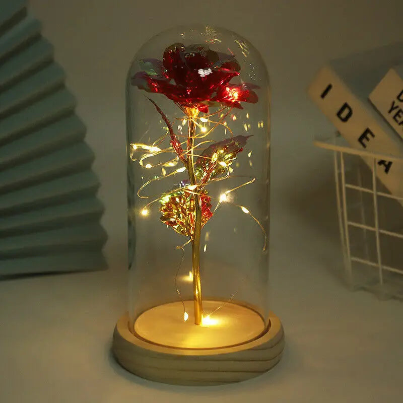Urban Brook Light Up Forever Rose in Glass Dome