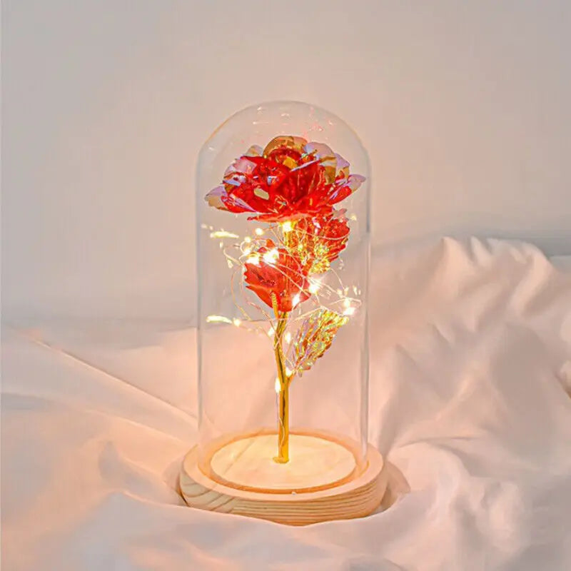 Urban Brook Light Up Forever Rose in Glass Dome