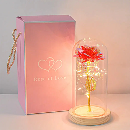 Urban Brook Light Up Forever Rose in Glass Dome